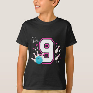 Camiseta Boliche de 9 anos de Boliche de Festa de aniversár