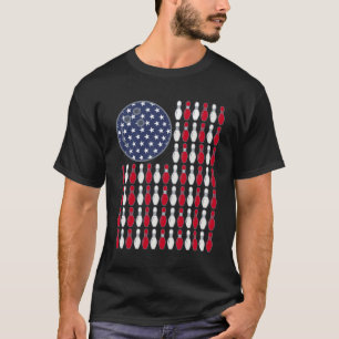 Camiseta Boliche De Bandeira Americana E Pino