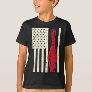Camiseta Boliche de Bandeira dos Estados Unidos em Vintage