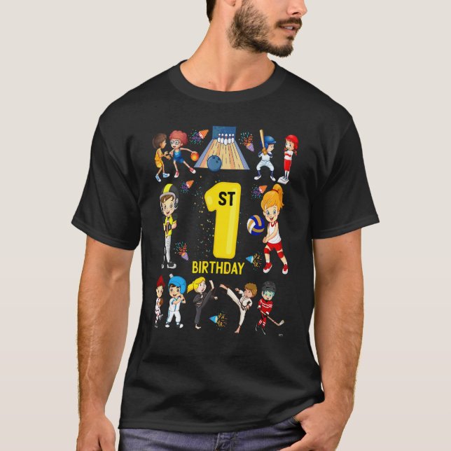 Camiseta Boliche De Baseball De 1 Ano De primeiro aniversar (Frente)