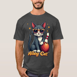 Camiseta Boliche De Gato beco Engraçado Gato Bowler
