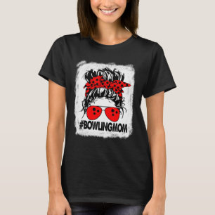 Camiseta Boliche de mulheres Mãe Mensagem Bun Sangrado