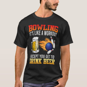 Camiseta Boliche É como um Treino com Cerveja Bebendo Abelh