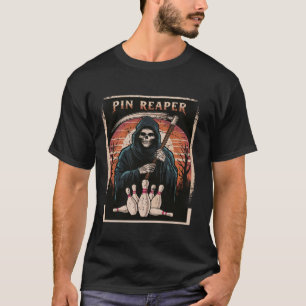 Camiseta Boliche Engraçado Grim Reaper Bowler Oferece Homen