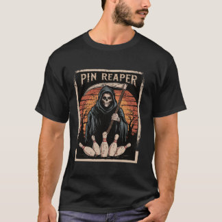 Camiseta Boliche Engraçado Grim Reaper Bowler Oferece Homen