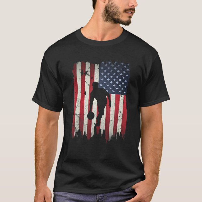Camiseta Boliche EUA Bandeira Americana 4 de julho Patrióti (Frente)