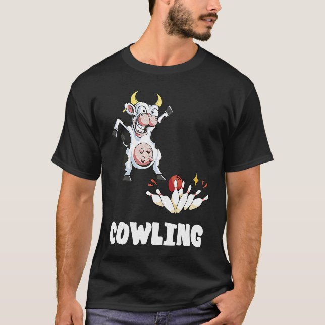 Camiseta Boliche Pin Vaca Funny Boliche Bowler Strike Bowli (Frente)
