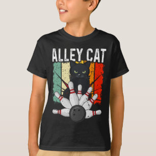 Camiseta Boliche Retro Gato de Pista de Boliche Vintage