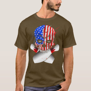 Camiseta Boliche Skulls American Flag Skull T