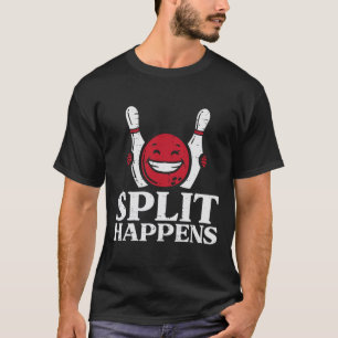 Camiseta Boliche Split Acontece Engraçado Homens da Equipe 