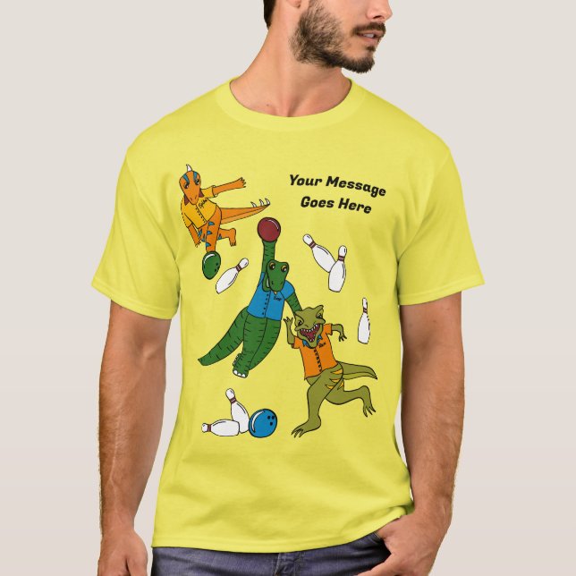 Camiseta Boliches Dinossauros Cartoons Personalizados Bowle (Frente)