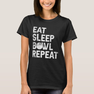 Camiseta Boliches Engraçadas Comem Tigela do Sono Repito Pa