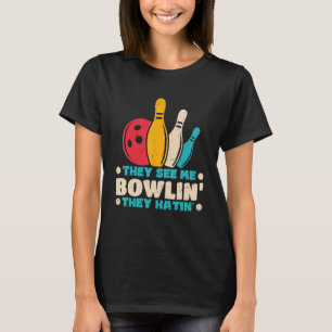 Camiseta Boliches engraçadas param o Gráfico de Mulheres e 