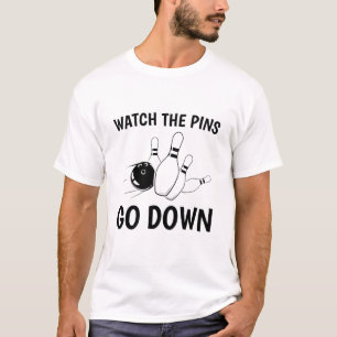 Camiseta boliches Vejam os pinos caírem - Engraçado Bowler