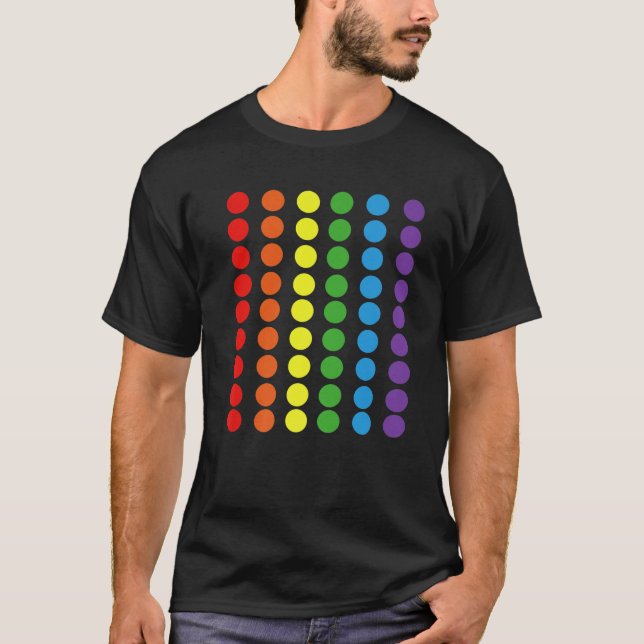 Camiseta Bolinhas arco-íris Cores LGBTQ Ally (Frente)