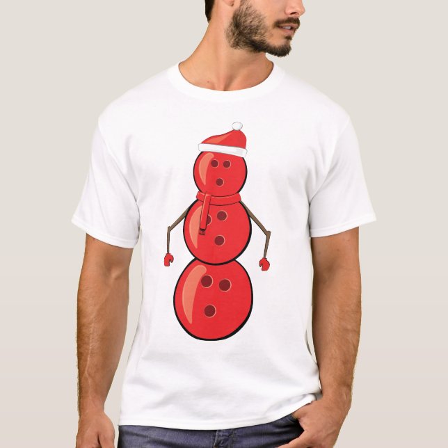 Camiseta Bolinhas de Boliche Natalinas Engraçadas Boneco de (Frente)