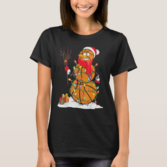 Camiseta Bolinhas de Boneco de Neve de Basquete (Frente)