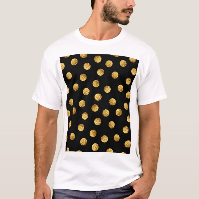 Camiseta Bolinhas Dourada: Sem Espuma. (Frente)
