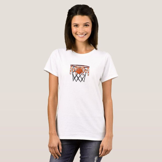 Camiseta Bolinhas Laranja de Basquete Mãe Hoop Personalizad (Frente Completa)