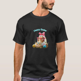Camiseta Bolinhas Pintinho de ovos com Felz pascoa de óculo
