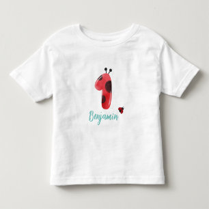 Camiseta Bolinhas vermelha e branca Nome da festa do primei