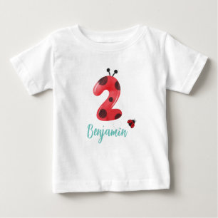 Camiseta Bolinhas vermelha e branca Nome da festa do segund