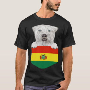 Camiseta Bolívia Flag Soft Coated Wheaten Terrier Dog Em Po