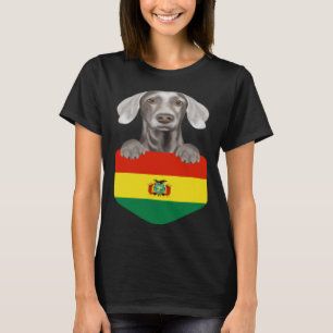 Camiseta Bolívia Flag Weimaraner Dog Em Pocket