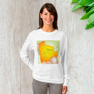 Camiseta Bolívia Map Mulheres de Longa Capa