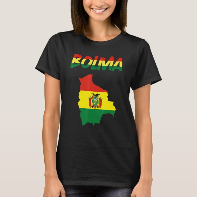 Camiseta Bolívia Mapa Sinalizador do País Bolívia Bandeira  (Frente)