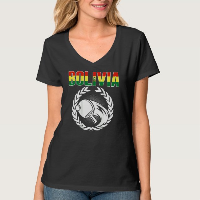Camiseta Bolivia Ping Pong   Apoiadores do Tênis de Mesa Bo (Frente)