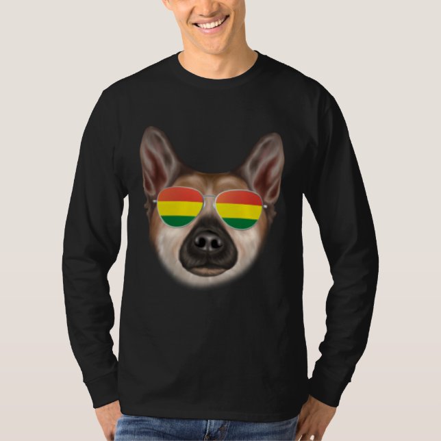 Camiseta Bolivian Flag Norwegian Buhund Dog Bolivia Pocket (Frente)