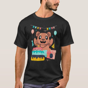Camiseta Bolo-castanho-castanho 1, festa de Aniversário de 