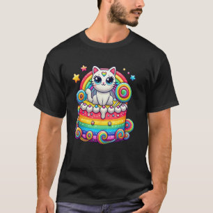 Camiseta Bolo de Aniversário Amante de Gatinho Kit de Festa