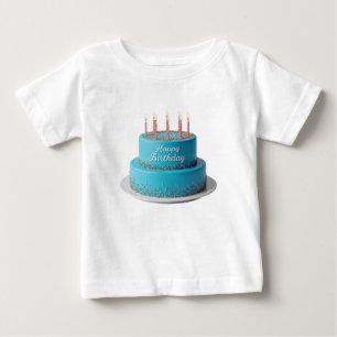Camiseta Bolo de Aniversário Arco-íris para Criança Pequena