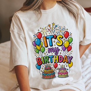 Camiseta Bolo de Aniversário Balões Desenho da Festa
