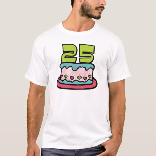 Camiseta Bolo de aniversário das pessoas de 25 anos