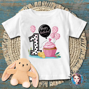 Camiseta Bolo de aniversário de 1 ano fofo