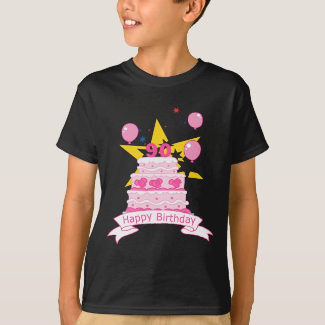 Camiseta Bolo De Aniversário De 90 Anos (Frente)