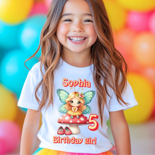 Camiseta Bolo de aniversário de borboleta fada cogumelo col