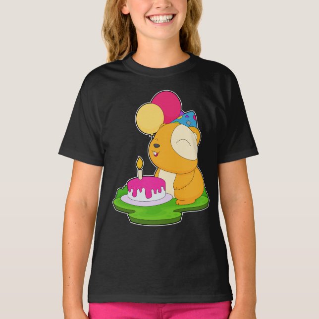 Camiseta Bolo de Aniversário de Hamster (Frente)