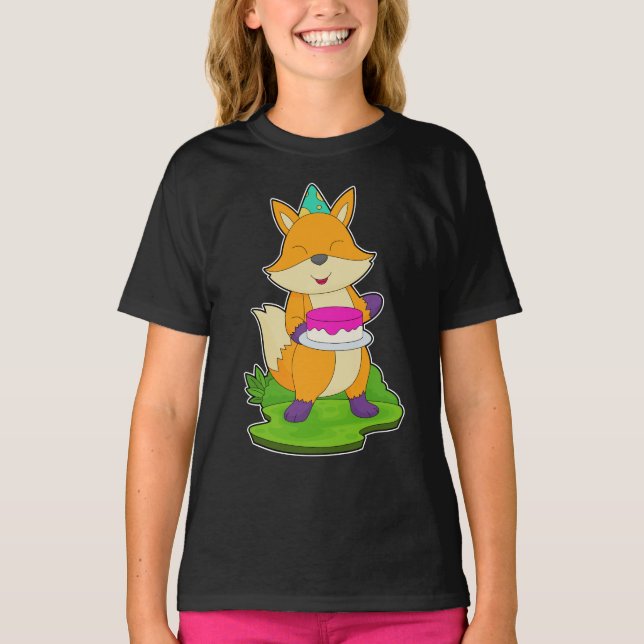 Camiseta Bolo de Aniversário de Raposa (Frente)