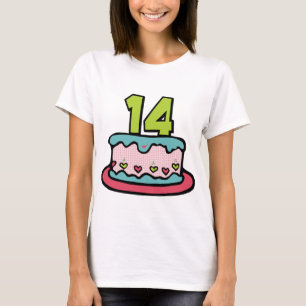 Camiseta Bolo de aniversário do adolescente de 14 anos