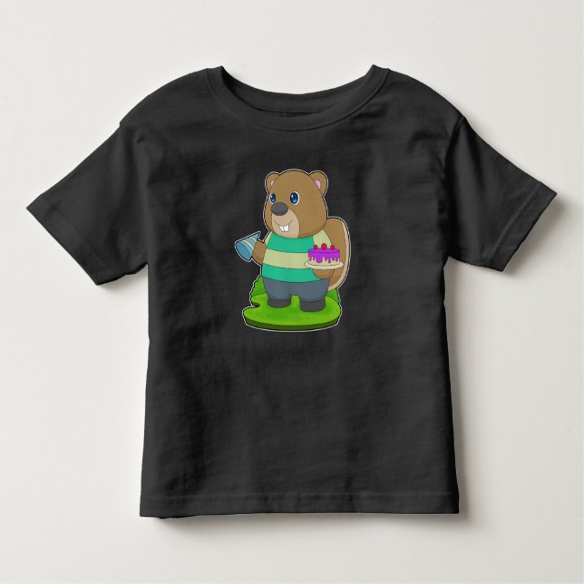 Camiseta Bolo de Aniversário do Beaver (Frente)