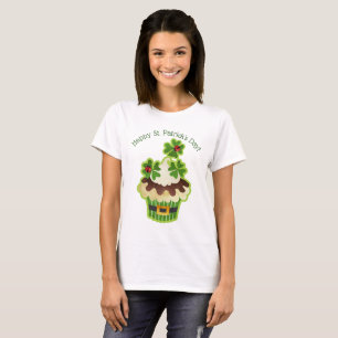 Camiseta Bolo de aniversário do Dia de São Patrício com tre