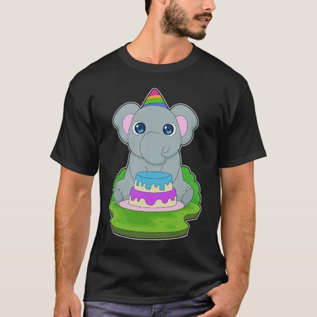 Camiseta Bolo de Aniversário do Elefante (Frente)