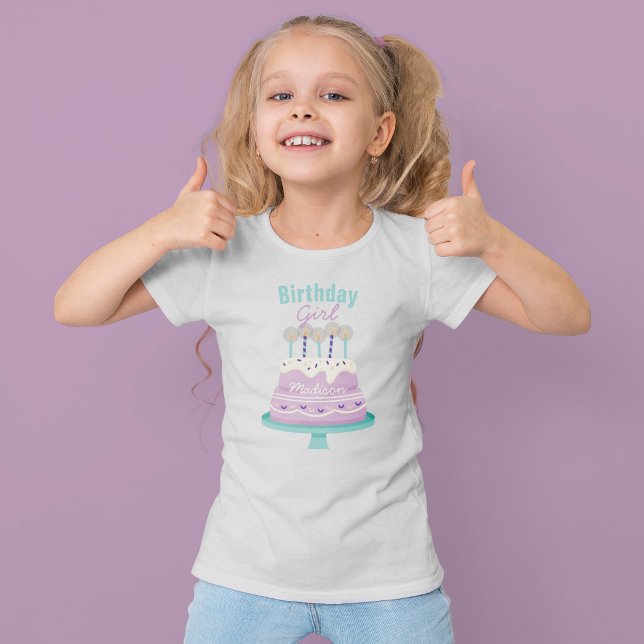 Camiseta Bolo de Aniversário Doce "Rapariga de Aniversário" (Criador carregado)