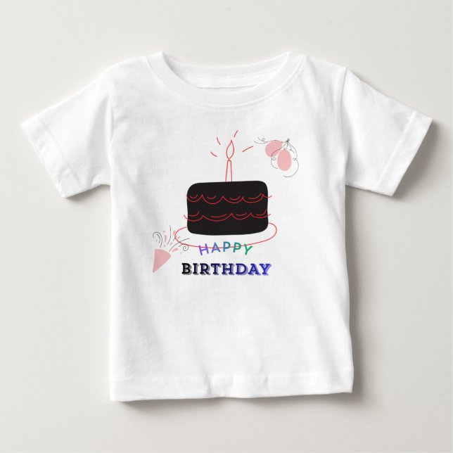 Camiseta Bolo de Aniversário Estampado Bebê (Frente)
