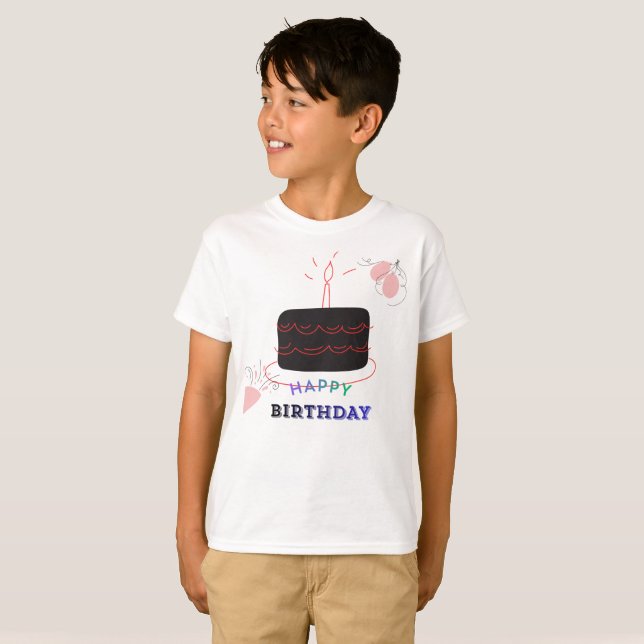 Camiseta Bolo de Aniversário Estampado Infantil (Frente Completa)