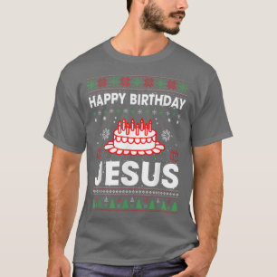 Camiseta bolo de aniversário feliz aniversário jesus Christ